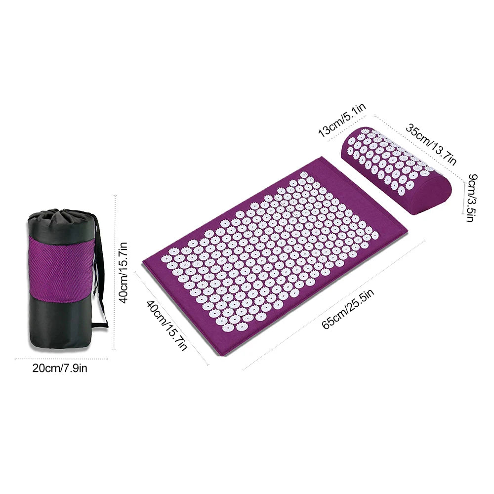 65*40cm Acupressure Mat Sensi Massage Mat Pillow Set applicator for Neck Foot Yoga Mat with Needle Back Cushion 2024 NEW