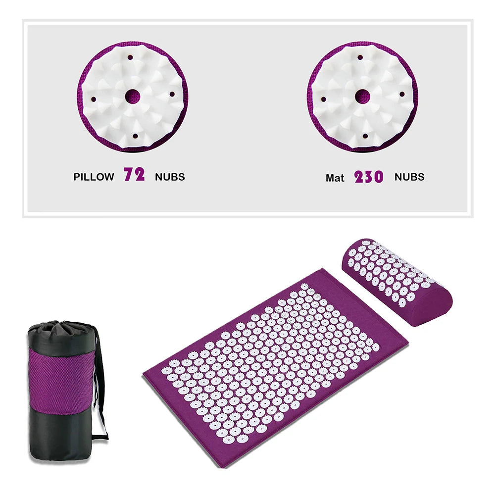 65*40cm Acupressure Mat Sensi Massage Mat Pillow Set applicator for Neck Foot Yoga Mat with Needle Back Cushion 2024 NEW