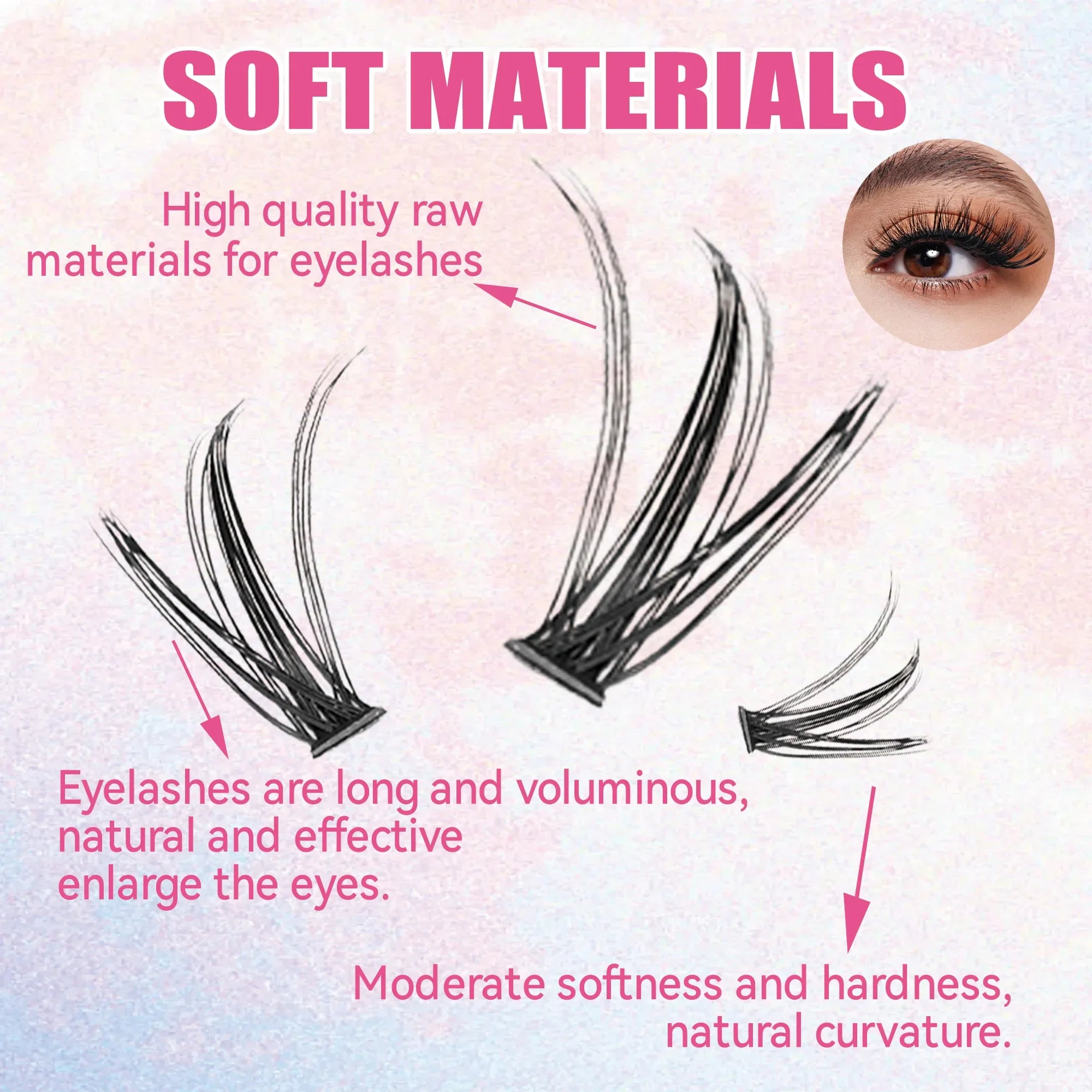 DIY Lashes Extension Kit Eyelashes 200 PCS Clusters Lash Bond and Seal Makeup Tools for Gluing Lashes Gluing Glue Accessories