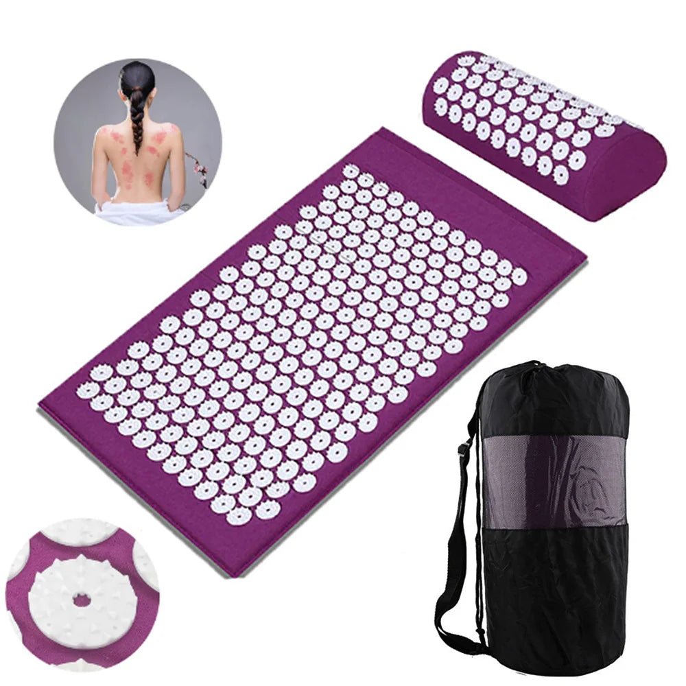 65*40cm Acupressure Mat Sensi Massage Mat Pillow Set applicator for Neck Foot Yoga Mat with Needle Back Cushion 2024 NEW