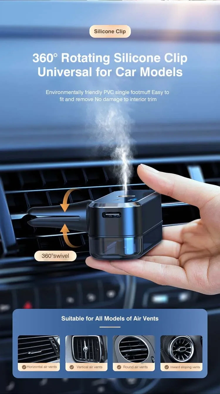 Essential Oil Diffuser Smart Car Diffuser Air Freshener Hanging Humidifier Clip Ventilation Diffuser Car Perfume Aromatherapy