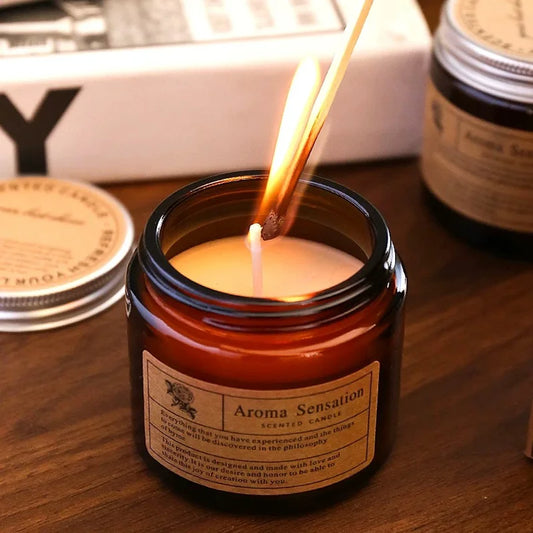 Bougie Parfumée Relaxante – Cire de Soja & Huiles Essentielles
