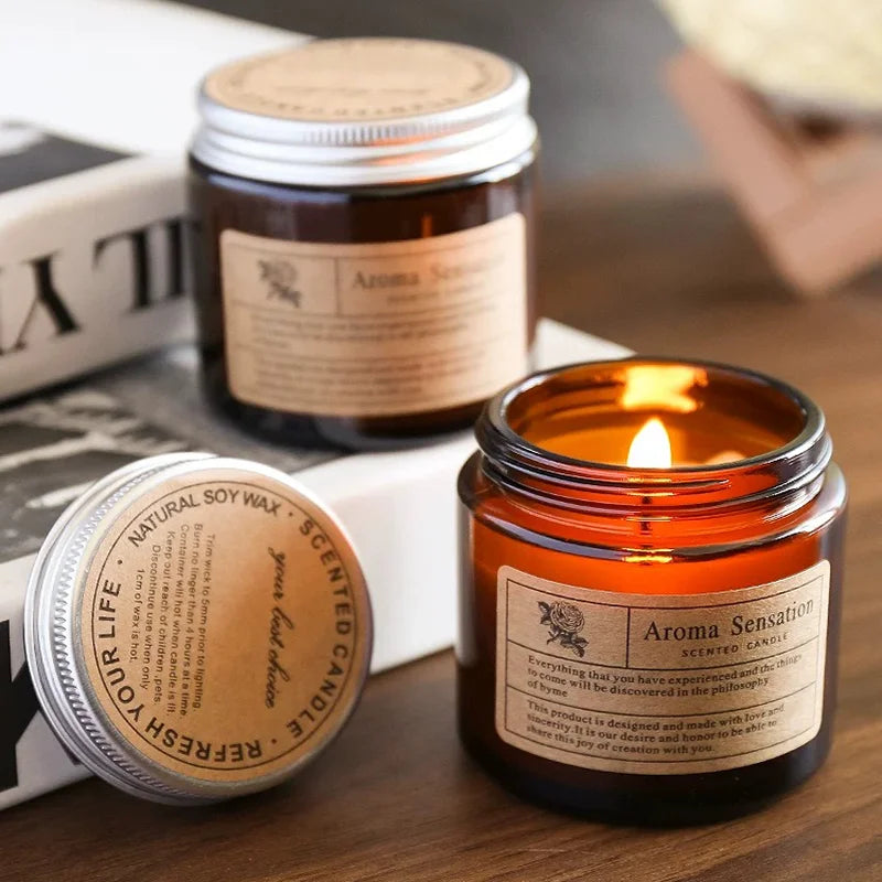 Bougie Parfumée Relaxante – Cire de Soja & Huiles Essentielles