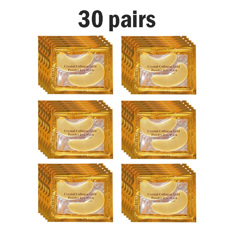 5/10/20/30 Pairs Crystal Gold Eye Patches Anti Dark Circles Remove Eye Bags Moisturizing Golden Collagen Eye Mask Skin Care Eyes