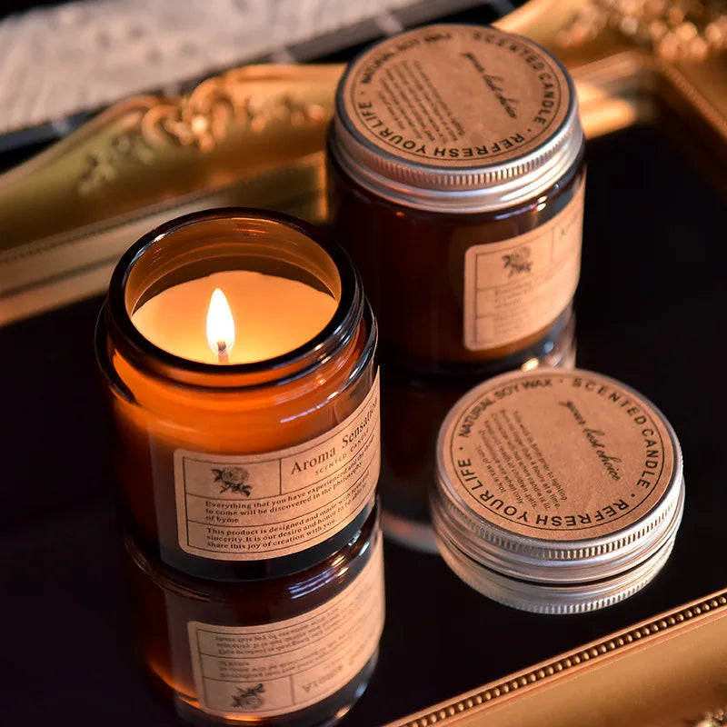 Bougie Parfumée Relaxante – Cire de Soja & Huiles Essentielles
