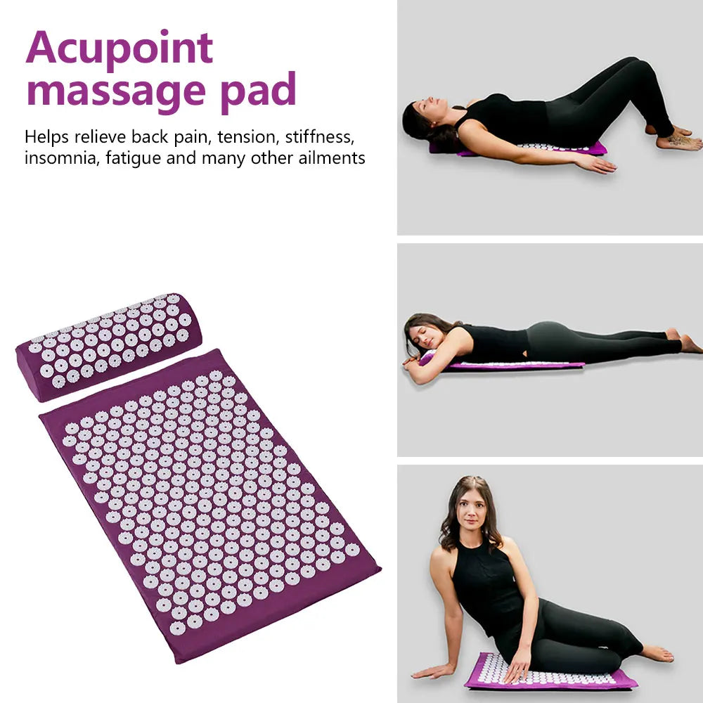 65*40cm Acupressure Mat Sensi Massage Mat Pillow Set applicator for Neck Foot Yoga Mat with Needle Back Cushion 2024 NEW