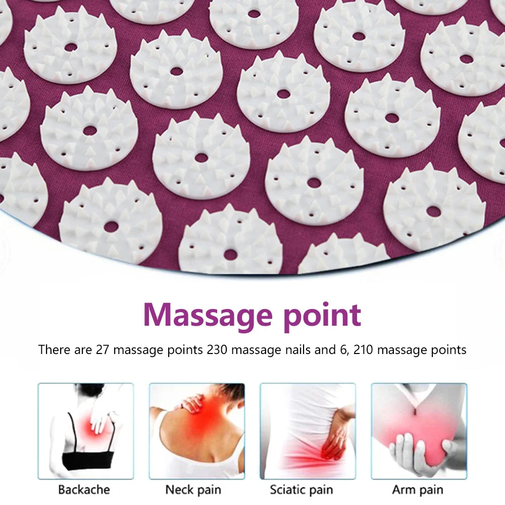 65*40cm Acupressure Mat Sensi Massage Mat Pillow Set applicator for Neck Foot Yoga Mat with Needle Back Cushion 2024 NEW