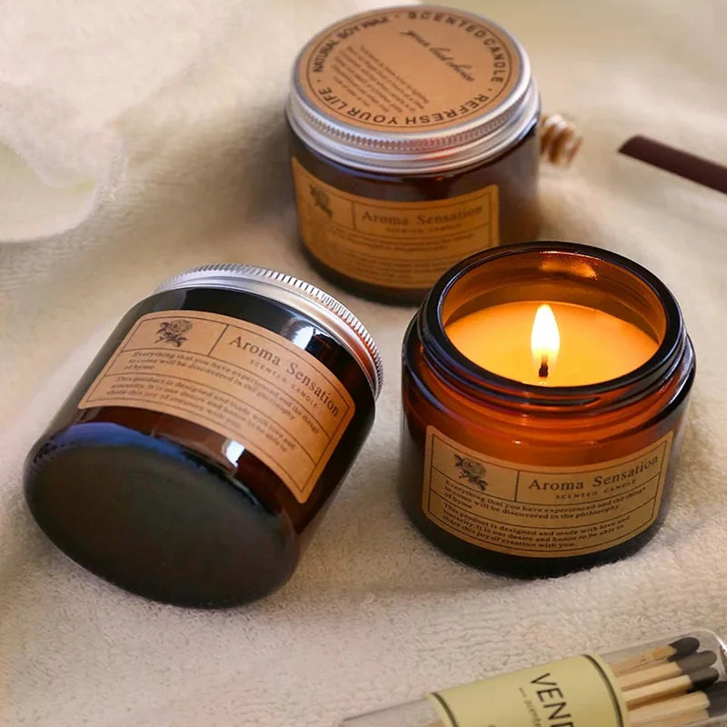 Bougie Parfumée Relaxante – Cire de Soja & Huiles Essentielles