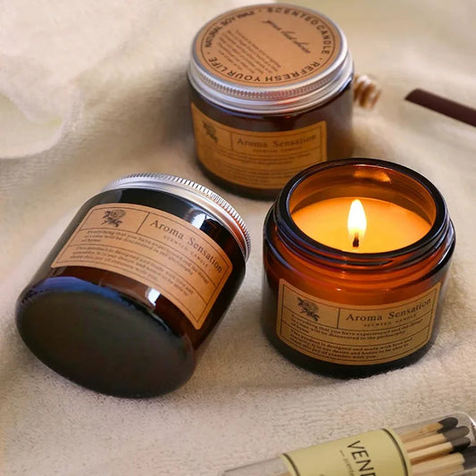 Bougie Parfumée Relaxante – Cire de Soja & Huiles Essentielles
