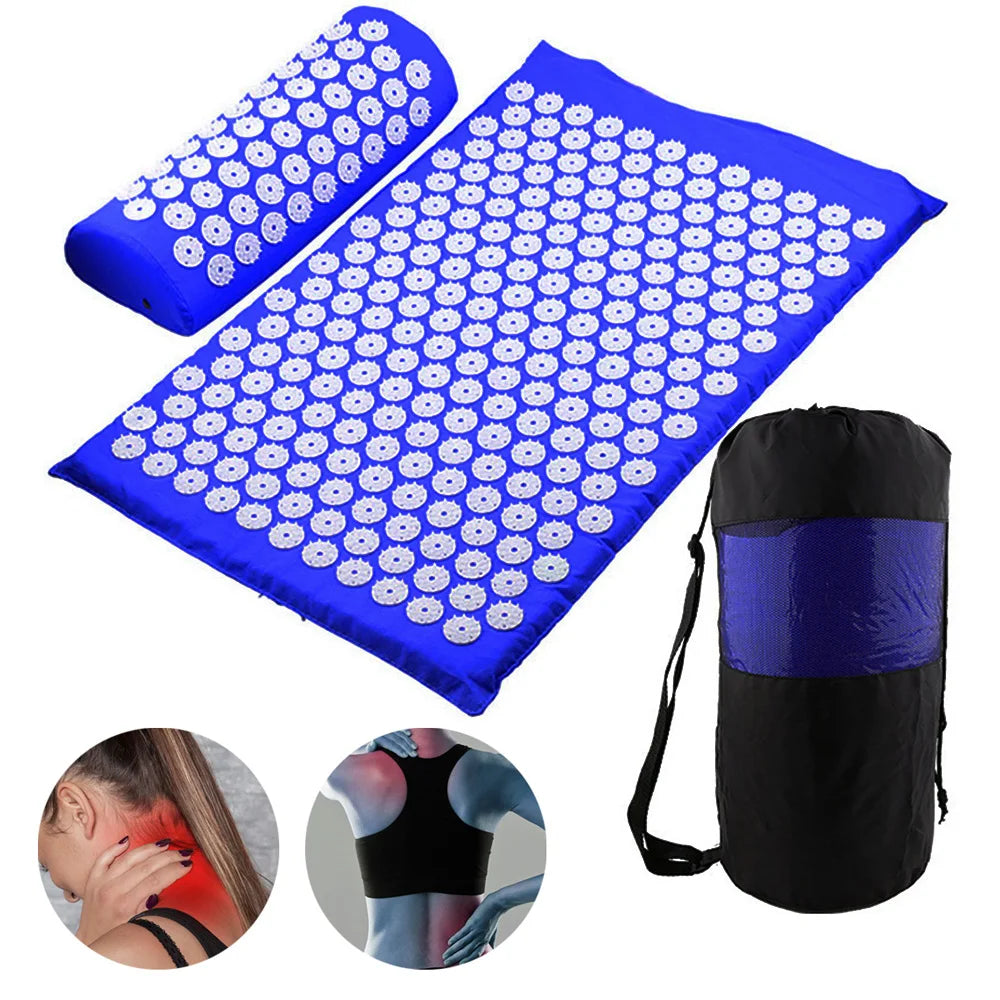 65*40cm Acupressure Mat Sensi Massage Mat Pillow Set applicator for Neck Foot Yoga Mat with Needle Back Cushion 2024 NEW